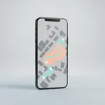 Phone displaying an AI-optimized travel route that detours around a crowded zone on a clean city map, against a soft neutral background.