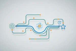 AI-optimized transit map highlights the fastest route while faded paths represent delays and saved travel time.