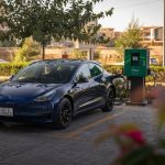 ev charging stations in modern city parking area